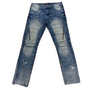 Southpole Jeans Mens 34x31 Acid Wash skinny Faded Splatter Stretch Hip Hop Denim